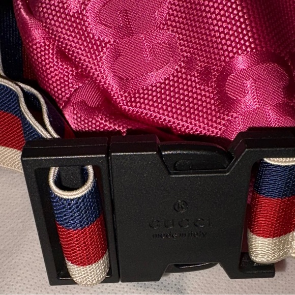GUCCI SYLVIE SIGNATURE PINK GG FANNY PACK BELT BAG GIRLS WEB STRIPE WAIST STRAP - Picture 11 of 15